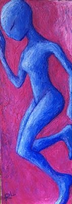 Blue Woman in Pink Space