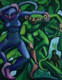 Hiding as Monkeys by Roger Lade, Painting, Oil on canvas